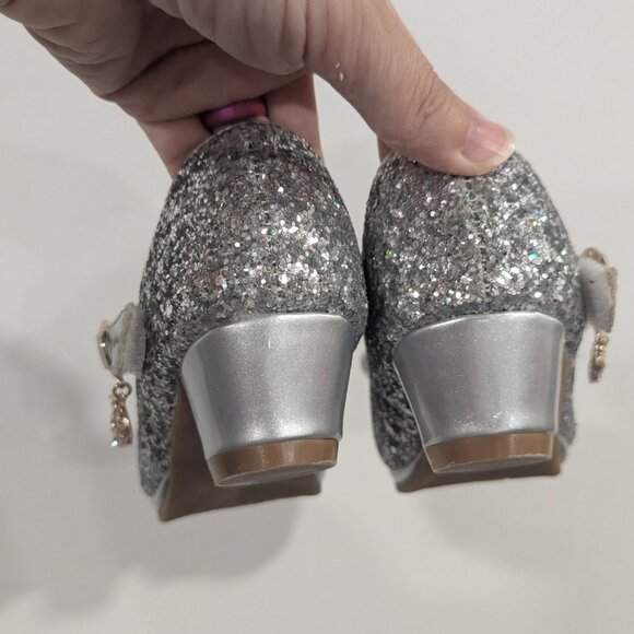 Xiao Butong Glitter Velcro Mary Jane Shoes with Bows Silver Size 31 Size 13 - Picture 3 of 6